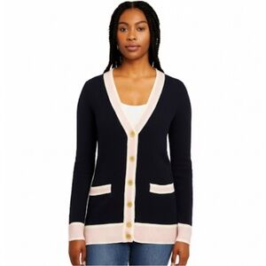 C By Bloomingdale’s Navy 2 Ply Cashmere Cardigan Size Small Excellent Condition!